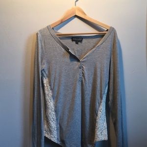 Grey and White Long Sleeve Shirt